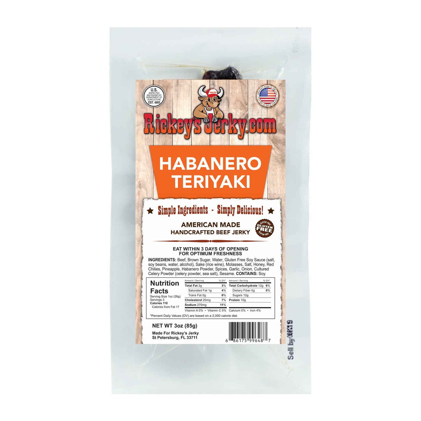 Rickey's Habanero Teriyaki Beef Jerky