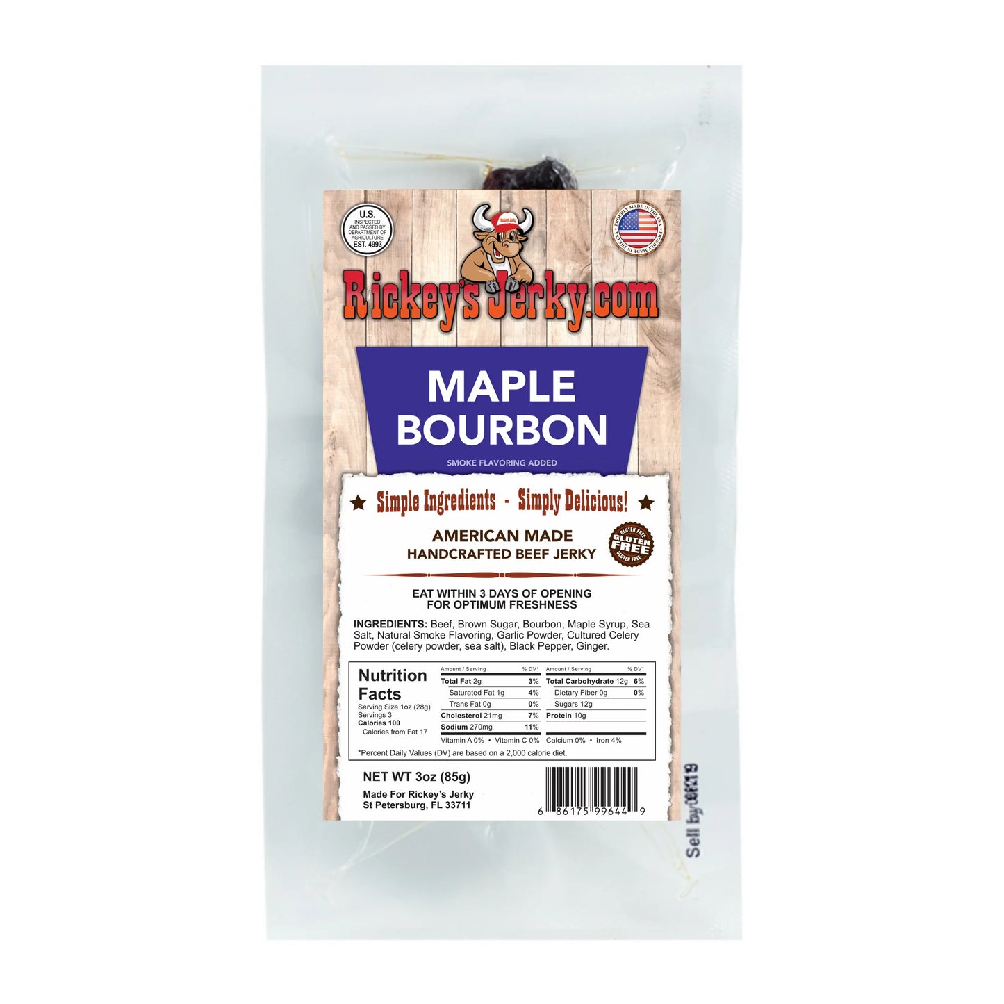 Rickey's Maple Bourbon Beef Jerky