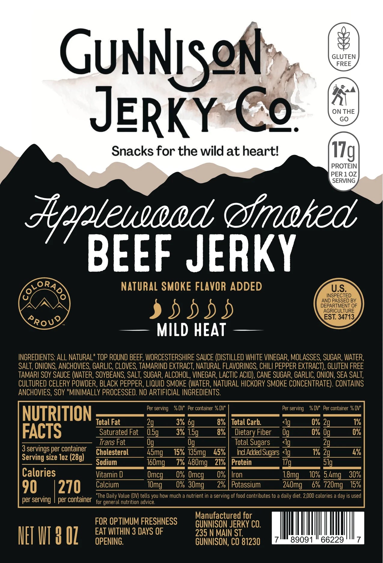 Gunnison Jerky Co. Applewood Smoked Beef Jerky