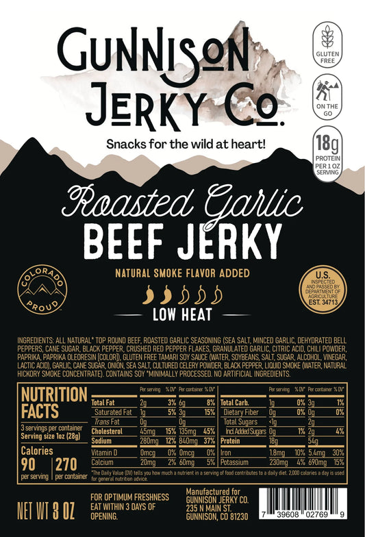 Gunnison Jerky Co. Roasted Garlic Beef Jerky