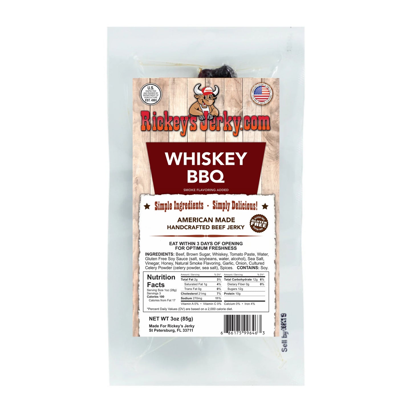 Rickey's Whiskey BBQ Beef Jerky