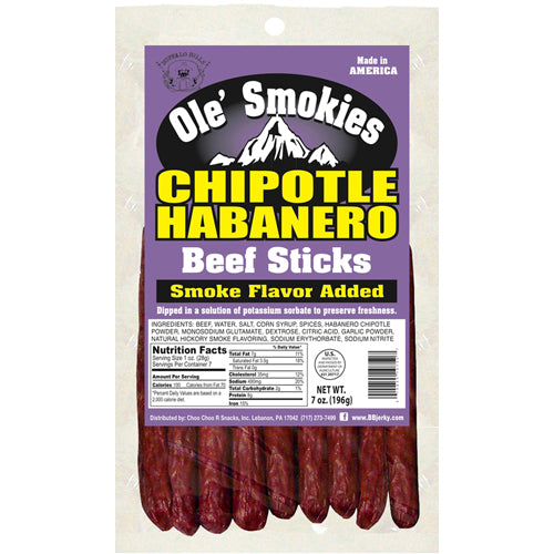 Ole' Smokies Beef Sticks Chipotle Habanero 7oz